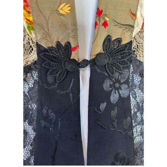Tracy Collins Vintage 90s Womens Medium Floral Topper sheer Kimono top Made USA - Picture 6 of 8